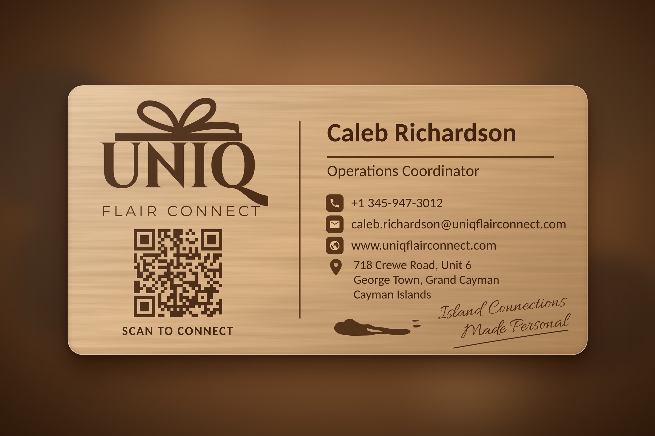 Uniq Flair Connect wood NFC business card